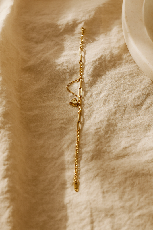 Golden Heart Link Bracelet